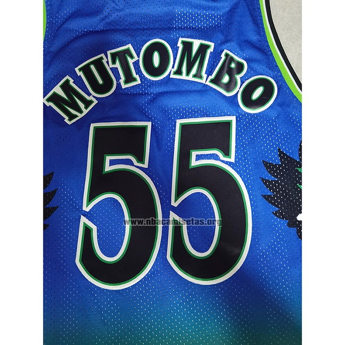 Camiseta Atlanta Hawks Dikembe Mutombo NO 55 Mitchell & Ness 1996-97 Verde